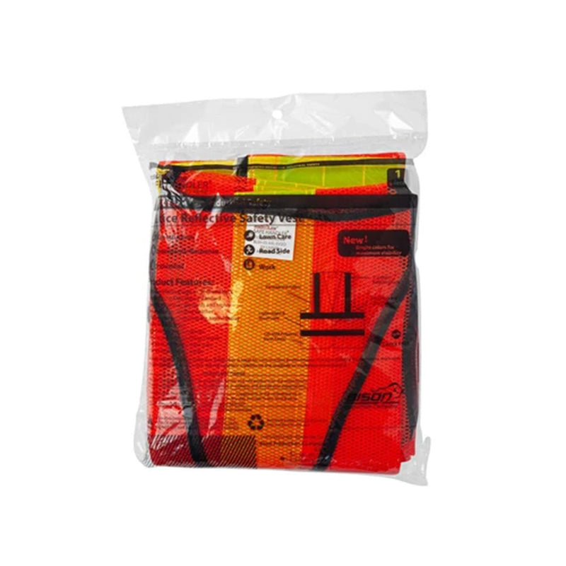 Bison Life Orange Safety Vest - ANSI Class 2 Lattice Reflective Vest for Construction & Traffic Control