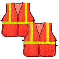 Bison Life Orange Safety Vest - ANSI Class 2 Lattice Reflective Vest for Construction & Traffic Control