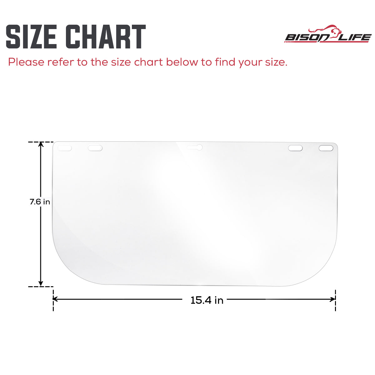SAFE HANDLER Replacement Face Shields – Clear Polycarbonate Visor — size guide 1