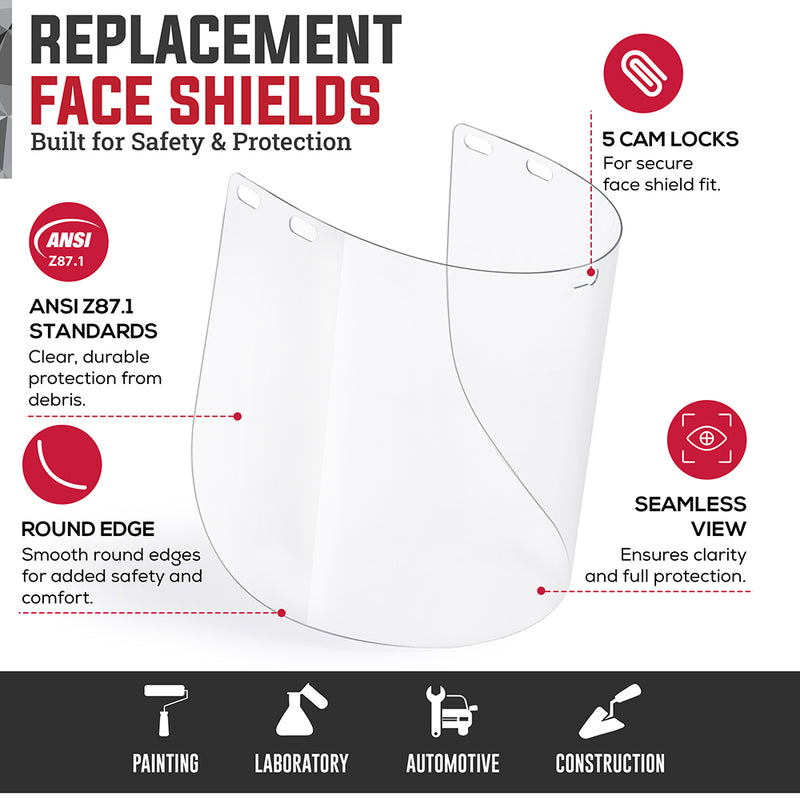 SAFE HANDLER Replacement Face Shields – Clear Polycarbonate Visor