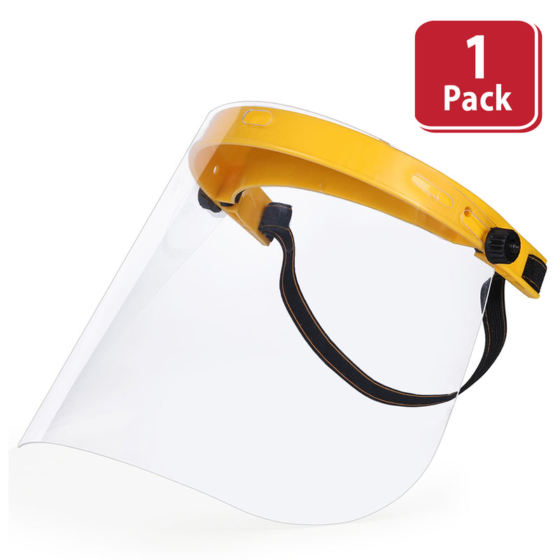 Bison Life Clear Face Shield, Adjustable Elastic Head Band, Full-Face Protection, ANSI Z87.1