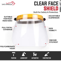 Bison Life Clear Face Shield, Adjustable Elastic Head Band, Full-Face Protection, ANSI Z87.1