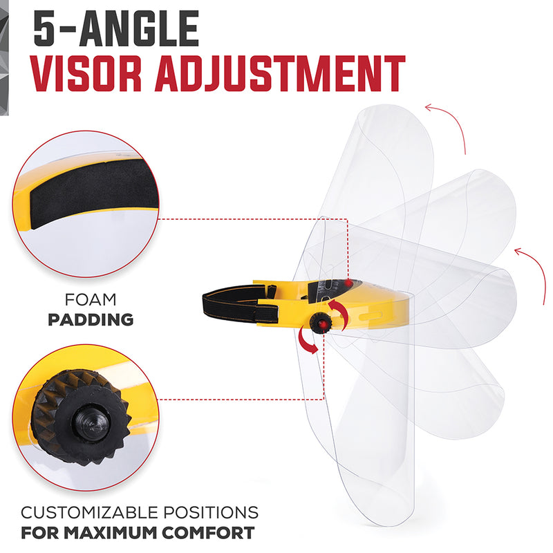 Bison Life Clear Face Shield, Adjustable Elastic Head Band, Full-Face Protection, ANSI Z87.1