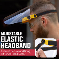 Bison Life Clear Face Shield, Adjustable Elastic Head Band, Full-Face Protection, ANSI Z87.1