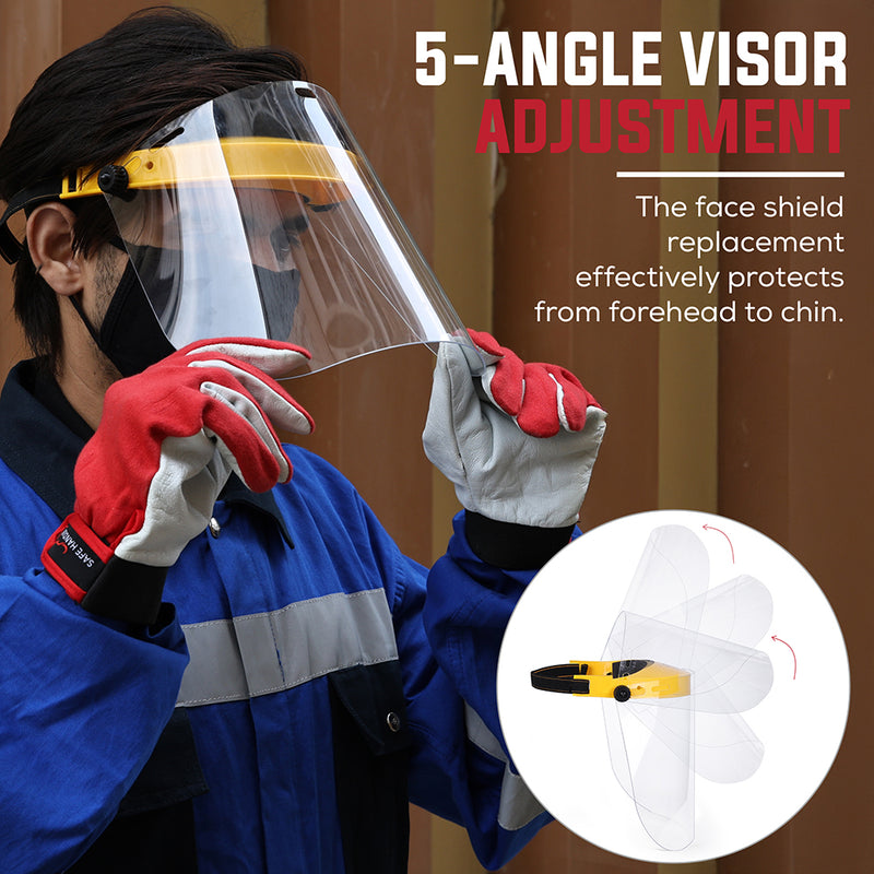 Bison Life Clear Face Shield, Adjustable Elastic Head Band, Full-Face Protection, ANSI Z87.1