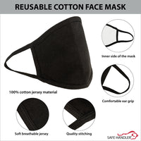 Bison Life 2 Ply Reusable Soft Cotton Face Mask, Breathable & Washable, Black - Kids