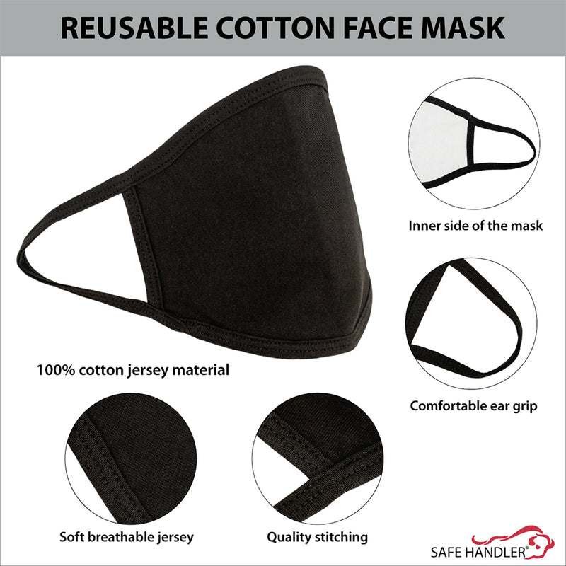 Bison Life 2 Ply Reusable Soft Cotton Face Mask, Breathable & Washable, Black - Kids