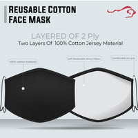 Bison Life 2 Ply Reusable Soft Cotton Face Mask, Breathable & Washable, Black - Kids