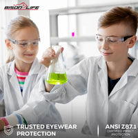 Bison Life Kristal Clear Lens Assorted Color Temple Wraparound Kids Safety Glasses, ANSI Z87.1