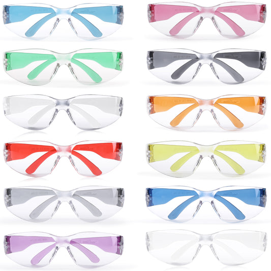 Bison Life Kristal Clear Lens Assorted Color Temple Wraparound Kids Safety Glasses, ANSI Z87.1