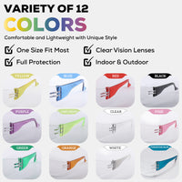 Bison Life Kristal Clear Lens Assorted Color Temple Wraparound Kids Safety Glasses, ANSI Z87.1