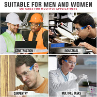 Bison Life Kristal Clear Lens with Colored Temple Wraparound Safety Glasses, ANSI Z87.1