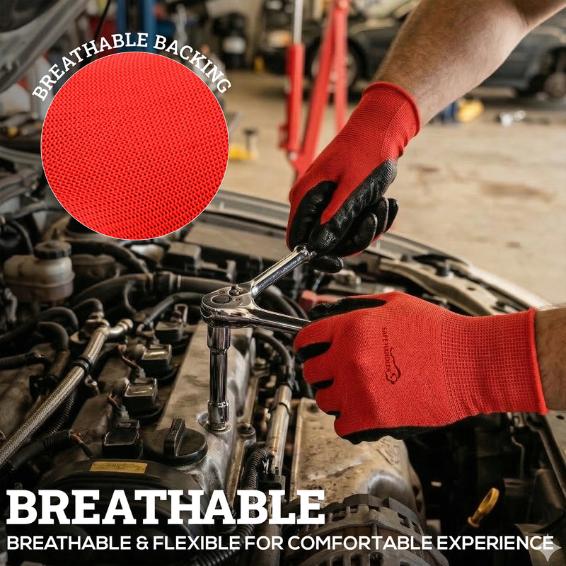 Bison Life Nitrile Coated Work Gloves, Abrasion Resistant Mechanical Gloves