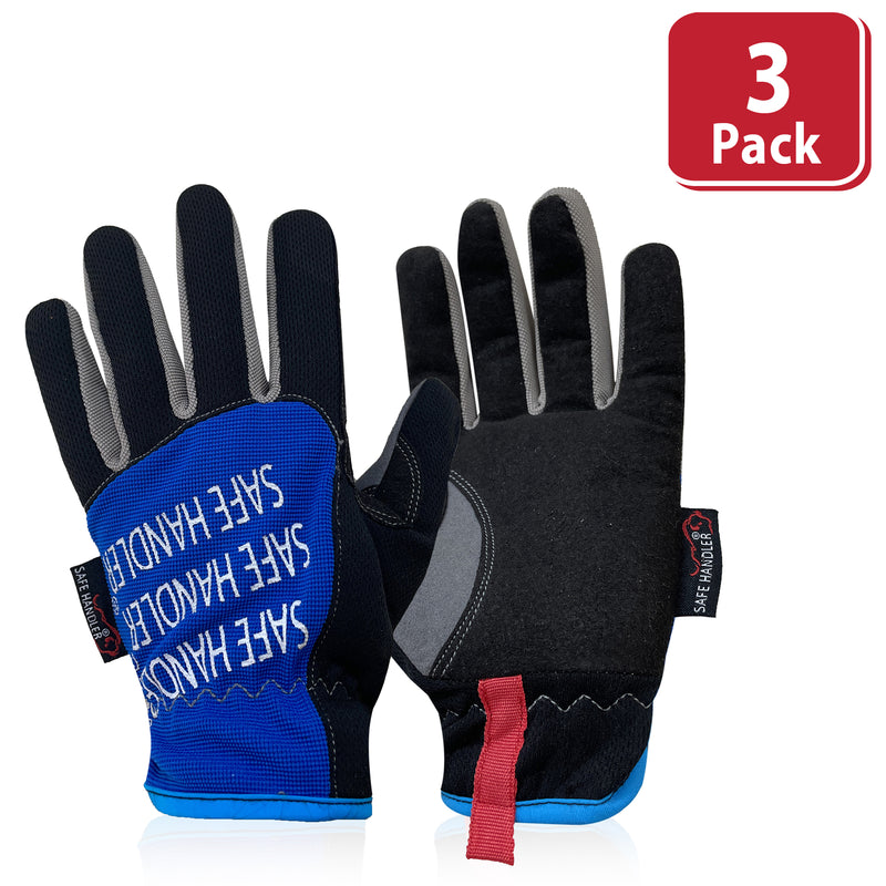 Bison Life Lightweight Hand Protection Gloves With Wide Cuffs, Blue/Black