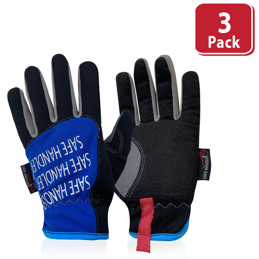 Bison Life Lightweight Hand Protection Gloves With Wide Cuffs, Blue/Black