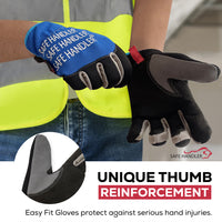 Bison Life Lightweight Hand Protection Gloves With Wide Cuffs, Blue/Black