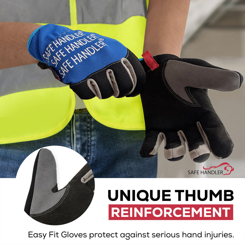 Bison Life Lightweight Hand Protection Gloves With Wide Cuffs, Blue/Black