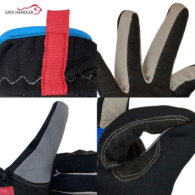 Bison Life Lightweight Hand Protection Gloves With Wide Cuffs, Blue/Black