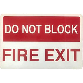 Bison Life 12" x 8" Do Not Block Fire Exit Sign – Red & White Metal Exit Safety Sign