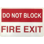 Bison Life 12" x 8" Do Not Block Fire Exit Sign – Red & White Metal Exit Safety Sign