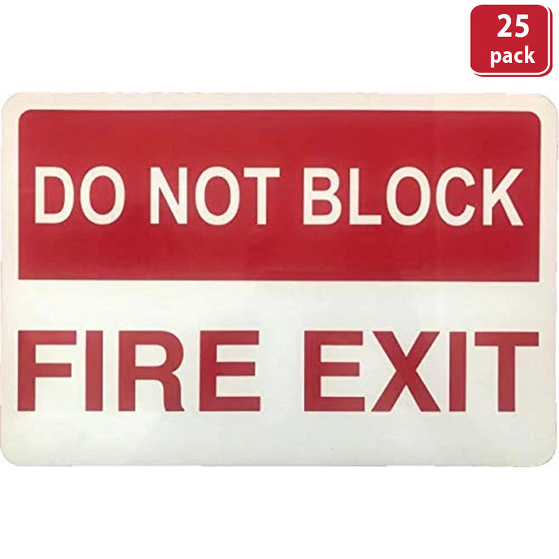 Bison Life 12" x 8" Do Not Block Fire Exit Sign – Red & White Metal Exit Safety Sign