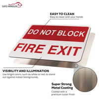 Bison Life 12" x 8" Do Not Block Fire Exit Sign – Red & White Metal Exit Safety Sign
