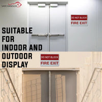 Bison Life 12" x 8" Do Not Block Fire Exit Sign – Red & White Metal Exit Safety Sign