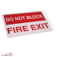 Bison Life 12" x 8" Do Not Block Fire Exit Sign – Red & White Metal Exit Safety Sign