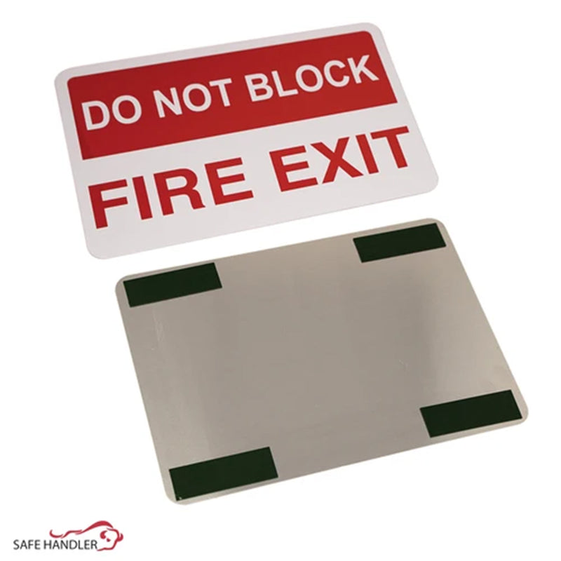 Bison Life 12" x 8" Do Not Block Fire Exit Sign – Red & White Metal Exit Safety Sign