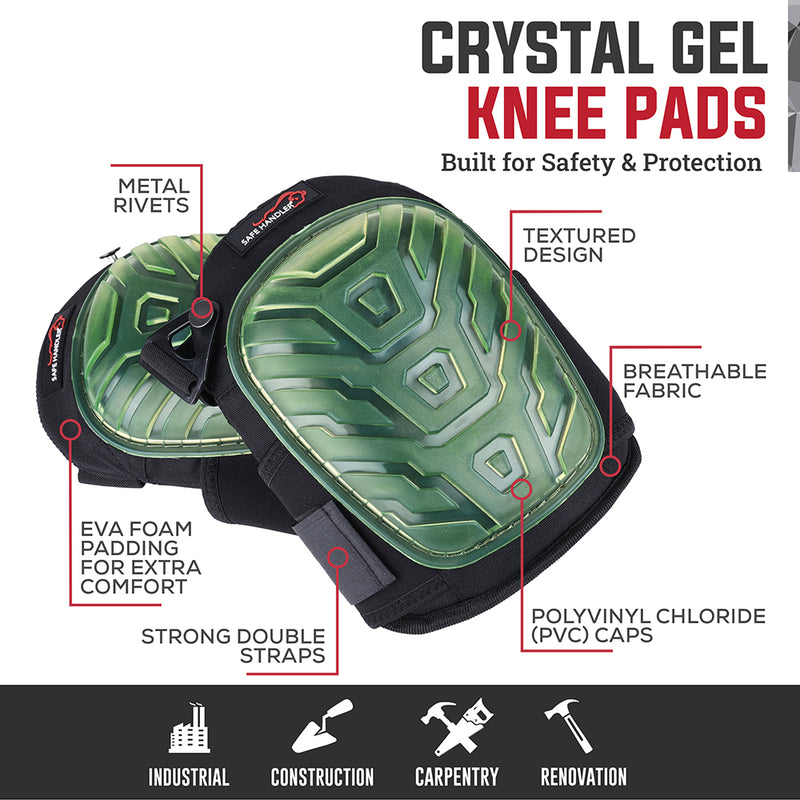Bison Life Heavy Duty Gel Knee Pads with Adjustable Dual Straps for Work, Construction