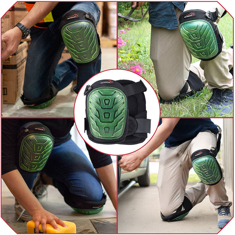 Bison Life Heavy Duty Gel Knee Pads with Adjustable Dual Straps for Work, Construction