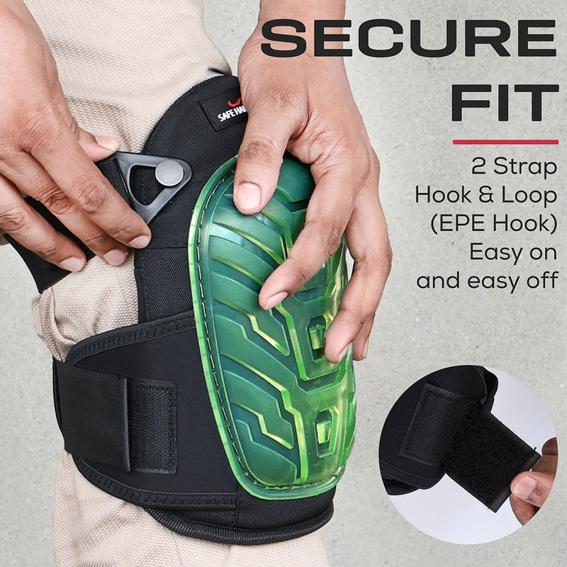 Bison Life Heavy Duty Gel Knee Pads with Adjustable Dual Straps for Work, Construction