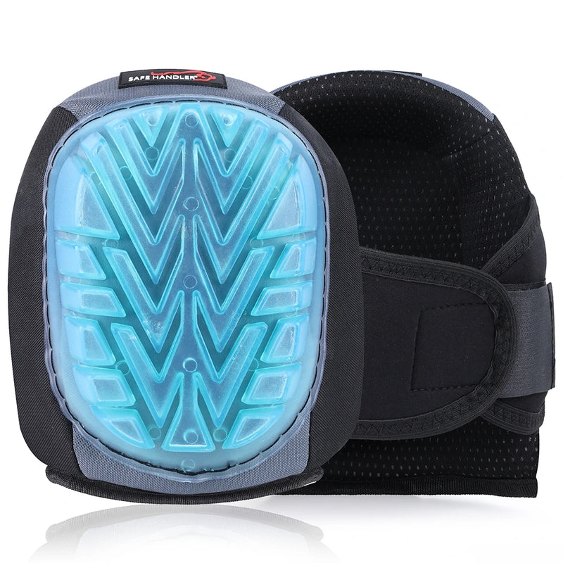 Safe Handler Professional Gel Knee Pads with Foam Padding & Tough Abrasion Resistant Shell, Non-Marring Cap, Adjustable Velcro Strap, Non-Skid, Comfortable & Heavy Duty Knee Protection for Work