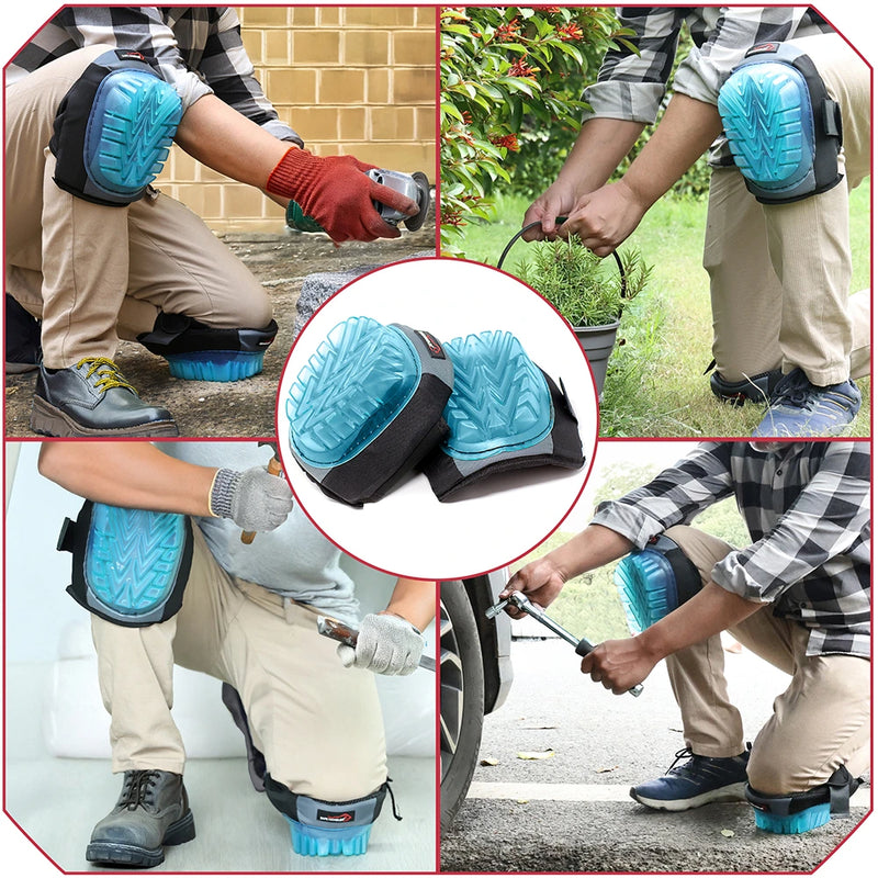 Safe Handler Professional Gel Knee Pads with Foam Padding & Tough Abrasion Resistant Shell, Non-Marring Cap, Adjustable Velcro Strap, Non-Skid, Comfortable & Heavy Duty Knee Protection for Work