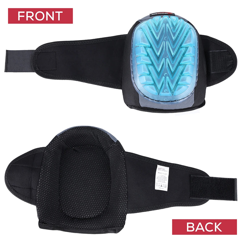 Safe Handler Professional Gel Knee Pads with Foam Padding & Tough Abrasion Resistant Shell, Non-Marring Cap, Adjustable Velcro Strap, Non-Skid, Comfortable & Heavy Duty Knee Protection for Work