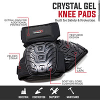 Bison Life Extra Long Knee Pads with Gel & Foam Padding, Dual Adjustable Velcro Straps