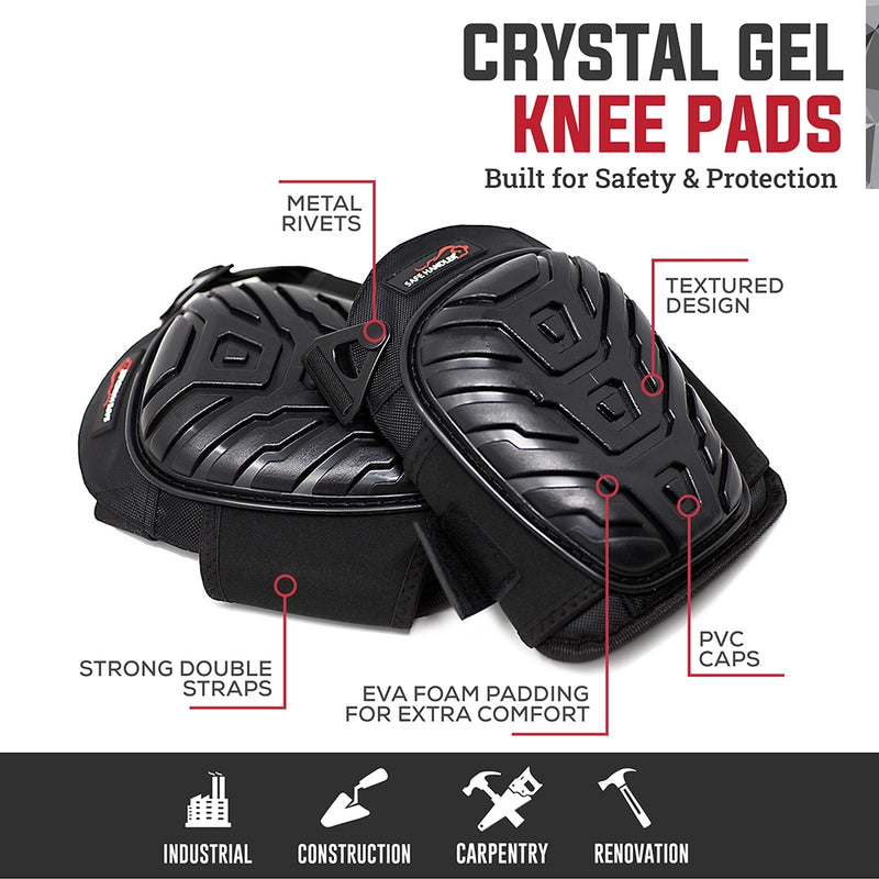 Bison Life Professional Gel Knee Pads for Work, Heavy Duty Construction Knee Pads with Dual Straps, Foam Cushioning, Adjustable & Comfortable Knee Protection