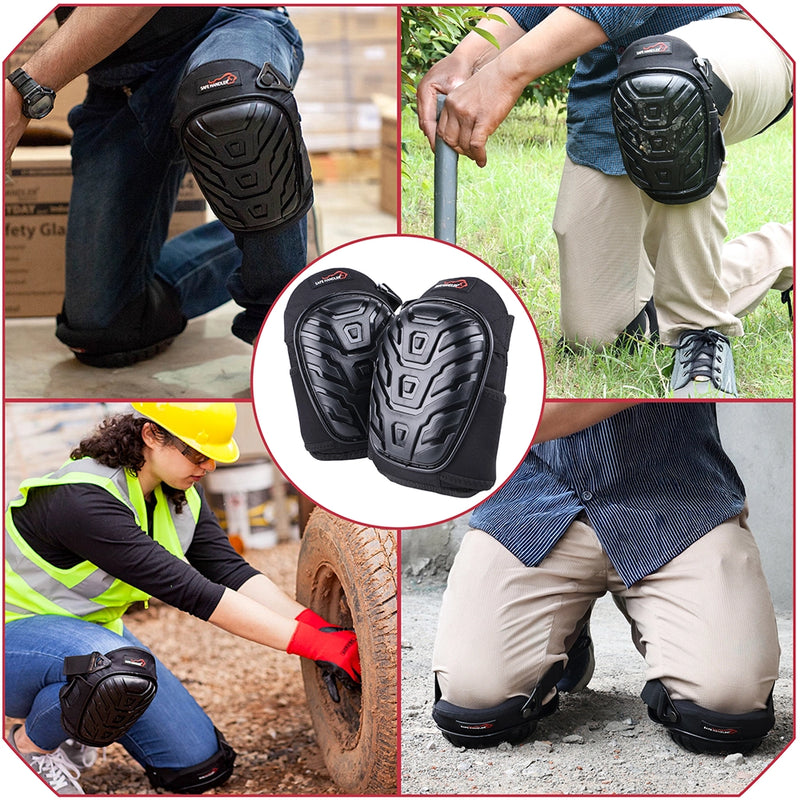 Bison Life Professional Gel Knee Pads for Work, Heavy Duty Construction Knee Pads with Dual Straps, Foam Cushioning, Adjustable & Comfortable Knee Protection