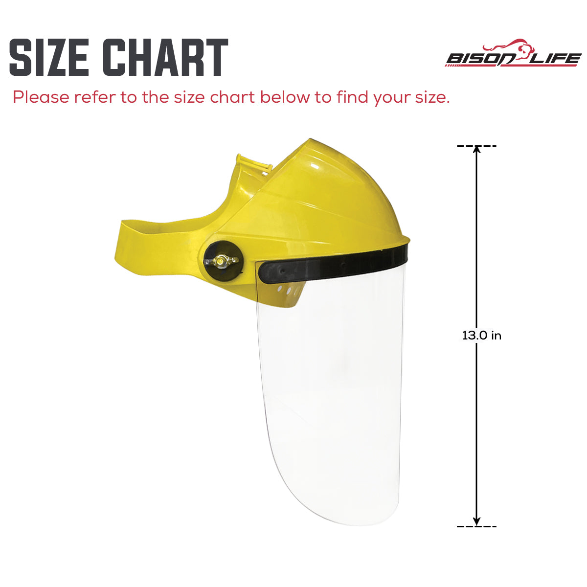 Bison Life Full Face Clear Polycarbonate Visor Safety Face Shield, ANSI Z87.1, 16 Pack — size guide 2