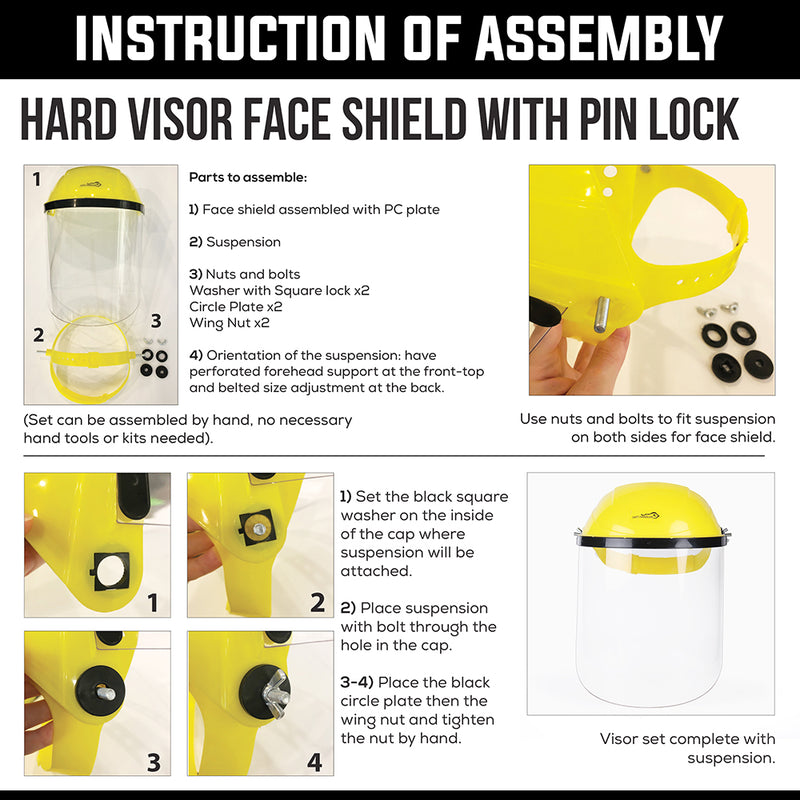 Bison Life Full Face Clear Polycarbonate Visor Safety Face Shield, ANSI Z87.1, 16 Pack