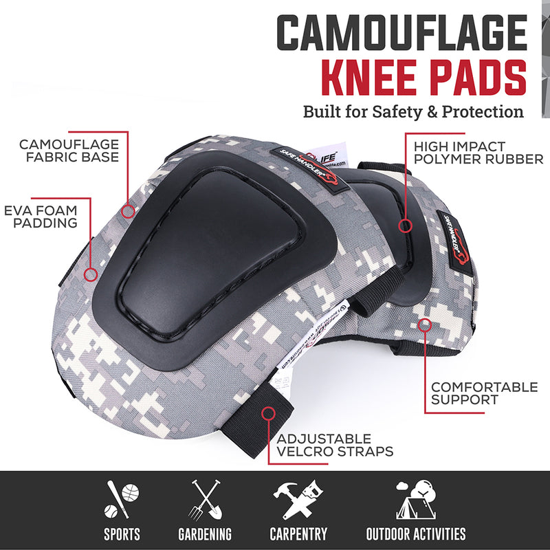 Bison Life Multi-Purpose Camouflage Foam Knee Pads for Indoor & Outdoor Work