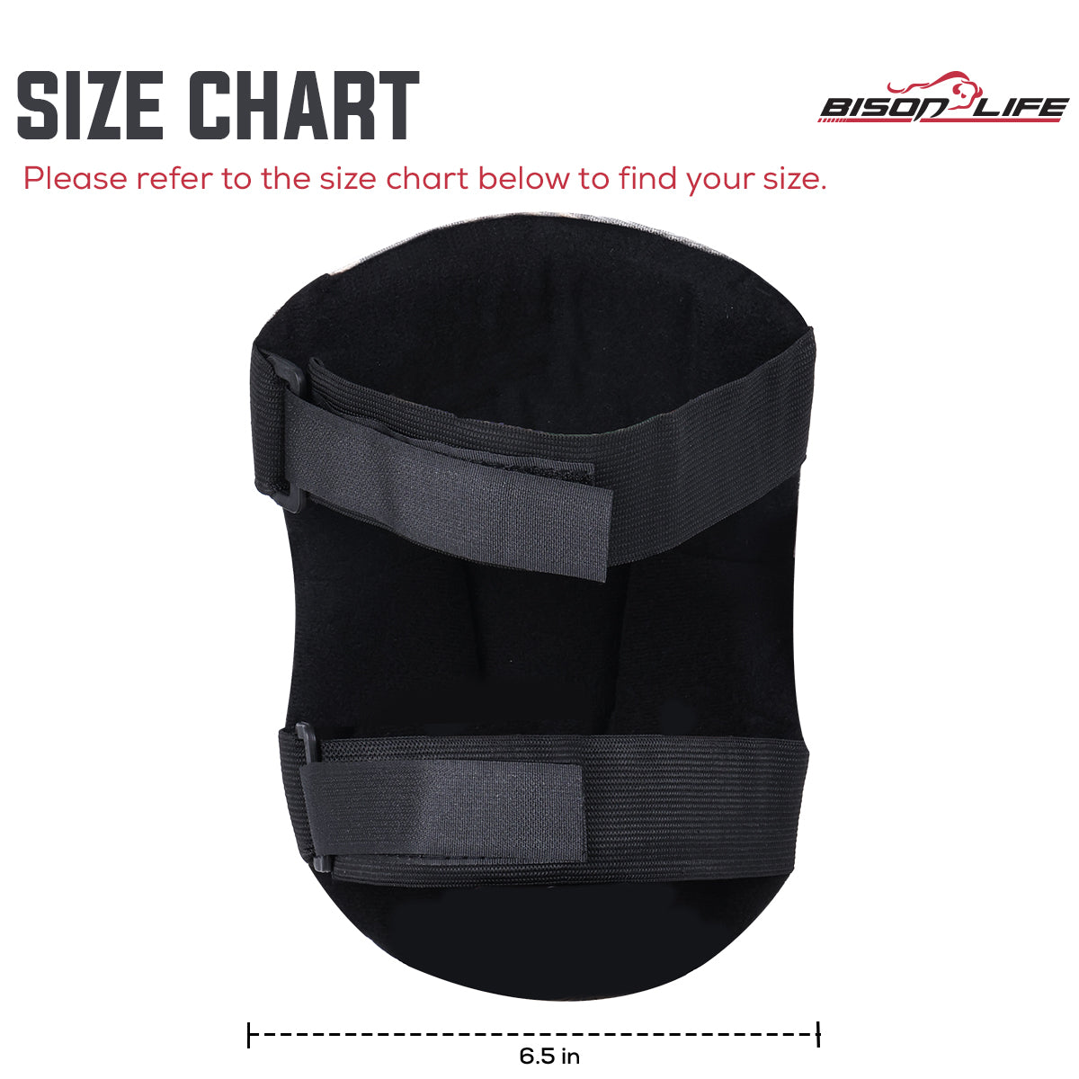 Bison Life Multi-Purpose Camouflage Foam Knee Pads for Indoor & Outdoor Work — size guide 2