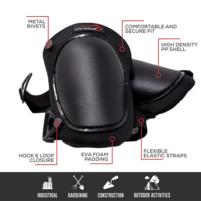 Professional Knee Pads with High Density Hard PP Cap and Heavy Duty Foam Padding, Comfortable Strong Adjustable Strap & Hook Closure