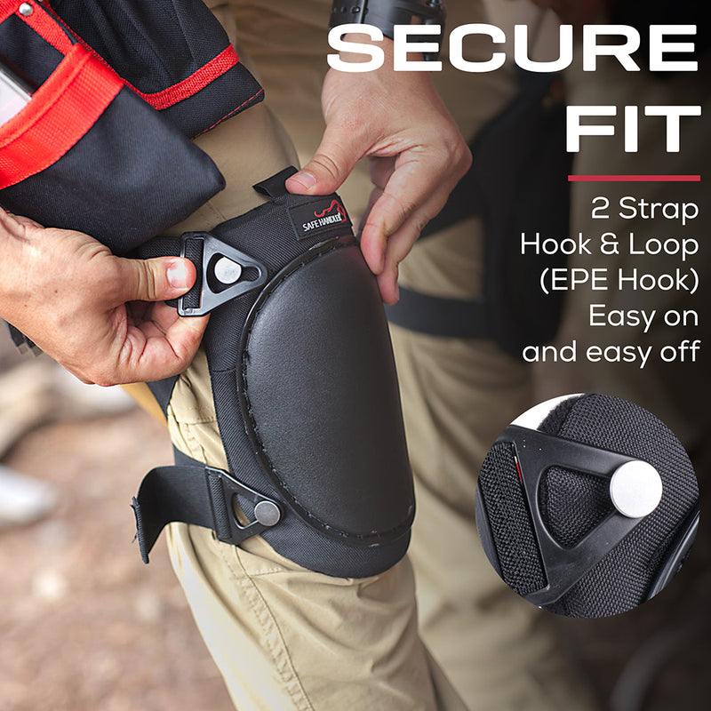 Professional Knee Pads with High Density Hard PP Cap and Heavy Duty Foam Padding, Comfortable Strong Adjustable Strap & Hook Closure