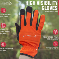 Bison Life High Visibility Gloves, Fitted Wrists, Reinforced Palm and Knuckle