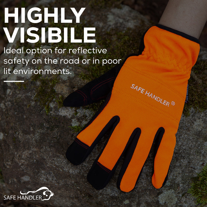 Bison Life High Visibility Gloves, Fitted Wrists, Reinforced Palm and Knuckle