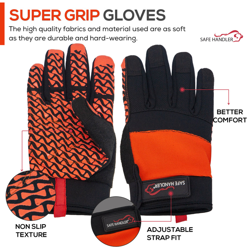 Bison Life Super Textured Grip Palm Gloves With Loop Wrist Strap