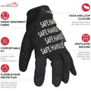 Flexible Hand Protection Mesh Gloves, Hook & Loop, Wrist Strap, Black (3 Pairs)
