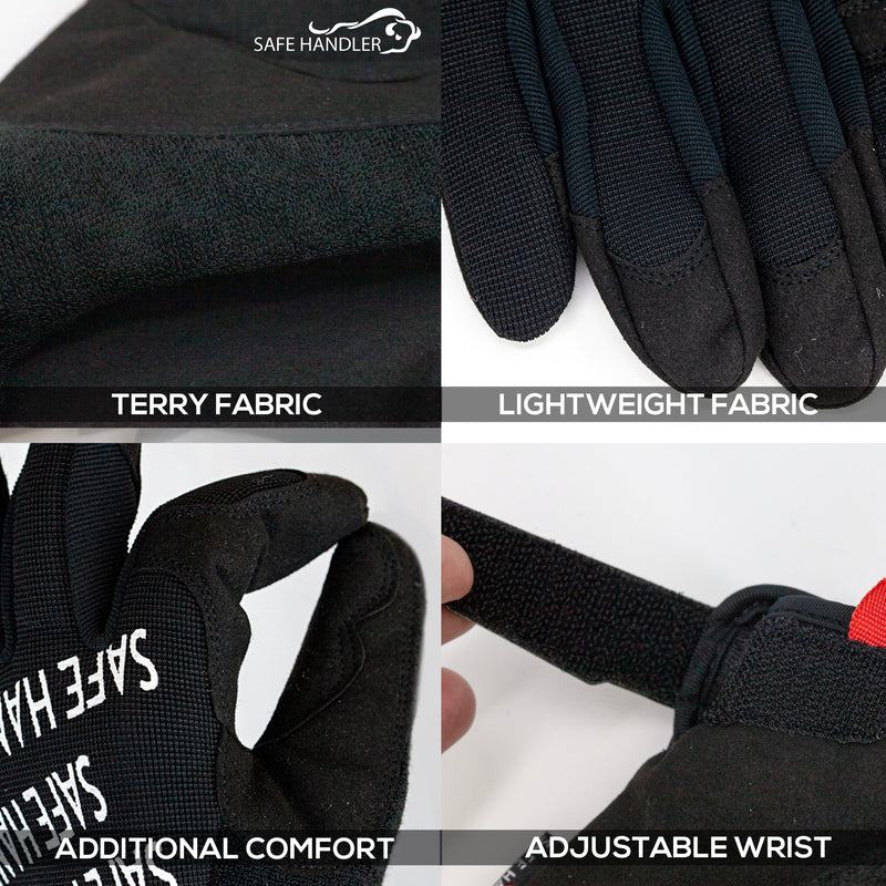 Bison Life Flexible Hand Protection Mesh Gloves with Hook & Loop Wrist Strap