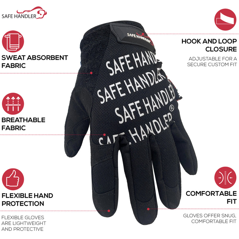 Bison Life Dex Fit Work Gloves – Durable Utility Gloves with Hook & Loop Wrist Strap